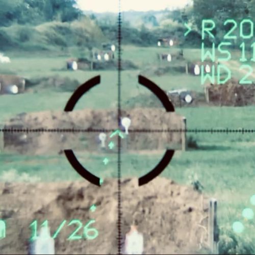 Magpul and Maztech Active Reticle Display sighting on targets at different ranges with berms