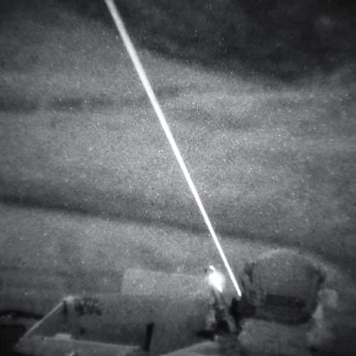 IR photo of a infrared beam at night